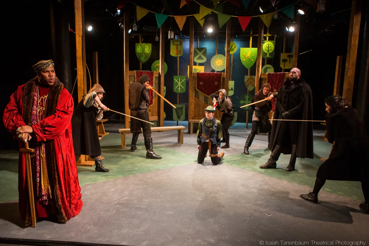 Photo by Isaiah Tanenbaum. Pictured: Kevin R. Free, Alexandra Curran. Aaron Parker Fouhey, Becky Byers, Marnie Schulenburg, Matthew Trumbull, Mike Mihm, Nandita Shenoy.